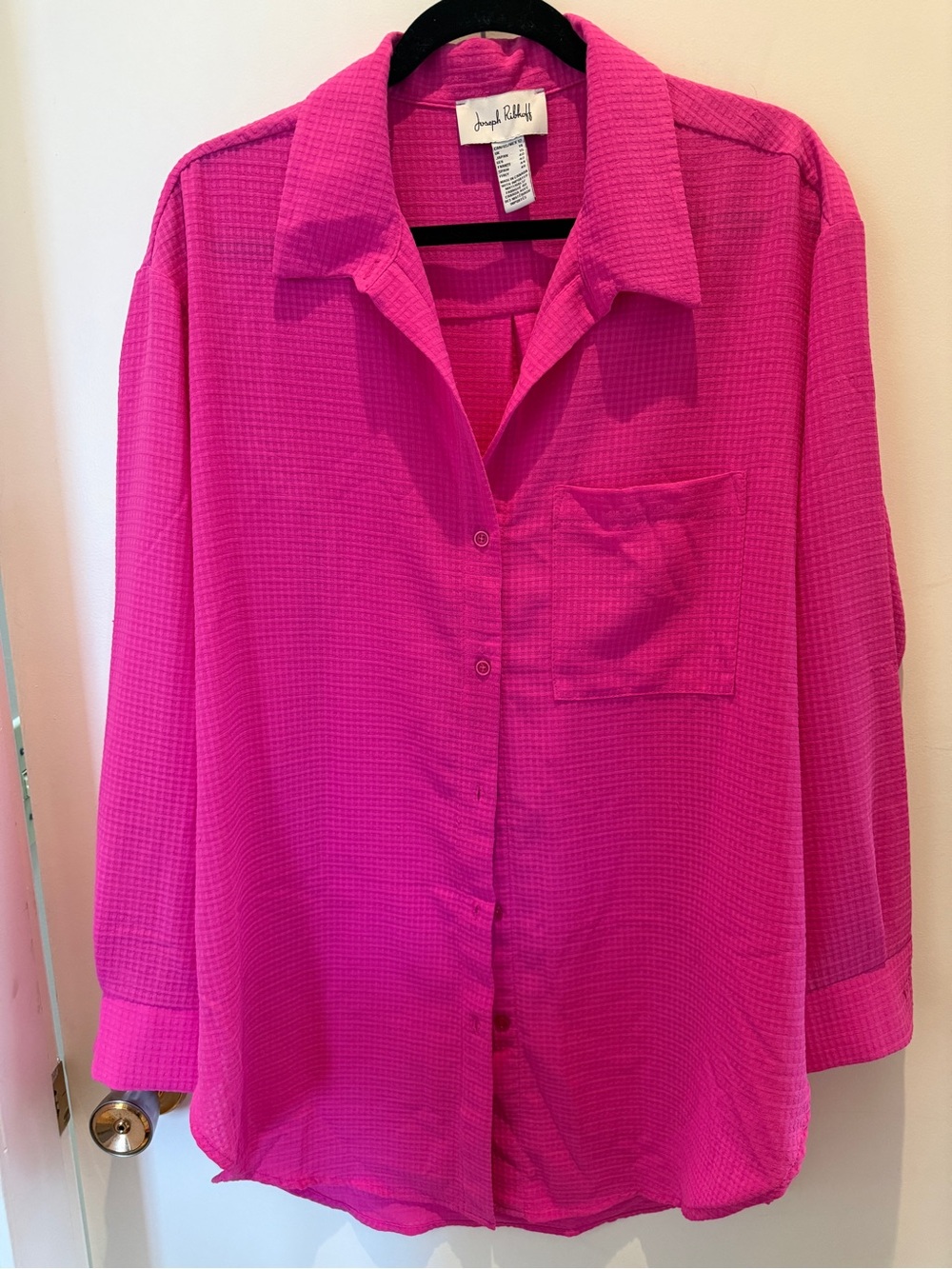 Joseph Ribkoff Fuchsia Pink Textured Button Up Tunic Shirt Size 12